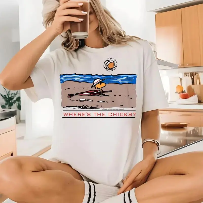 Zocoshi Woodstock Peanuts Schulz T-Shirt, Vintage Peanuts Graphic Tee, Retro Style Shirt, 100% US Cotton