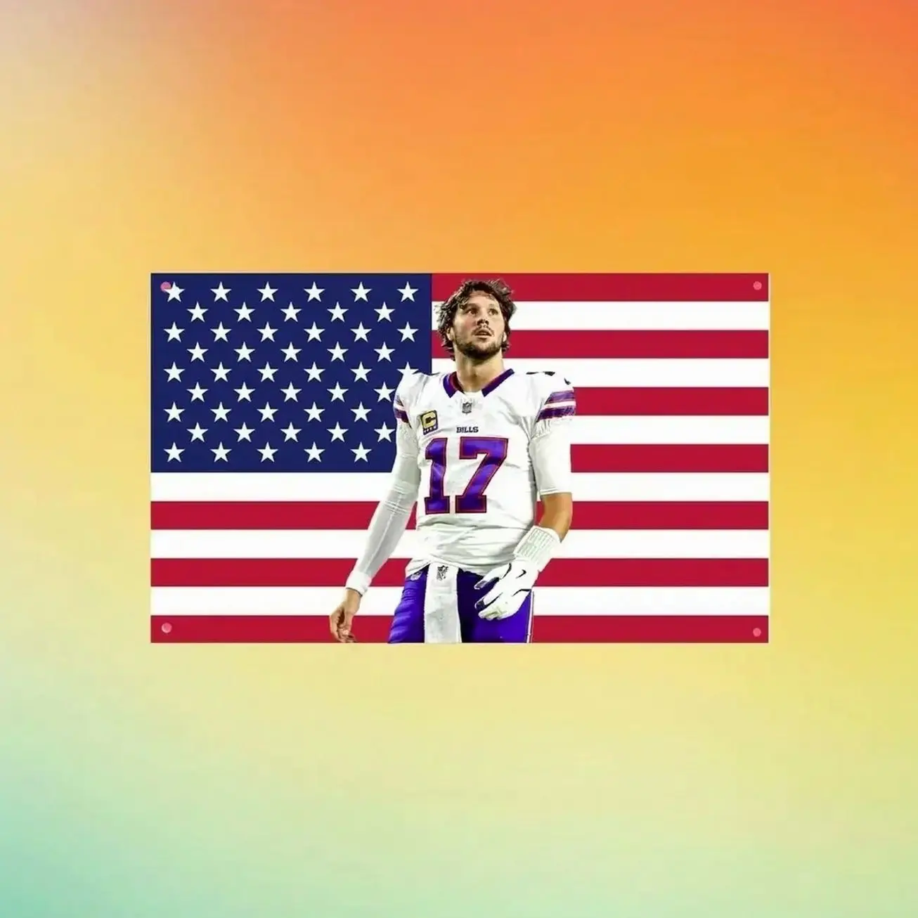 Josh Allen Buffalo Football Flag – Quarterback Wall Tapestry & Room Banner – Football Fan Decor Wall Tapestry, Fabric Wall Hanging for Bedroom, Dorm Room, Living Room and Apartment Decor, Lightweight Indoor Wall Art