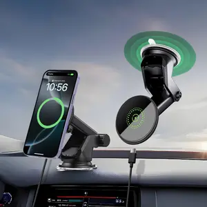 Magnetic Wireless Car Charger, 2 In 1 Fast Charging Magnetic Car Charger Mount Phone Holder compatible with iPhone 16 15 14 13 12 Pro/Plus/Por Max