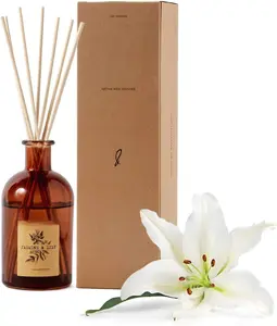 Lily  Jasmine Diffuser Reed Diffuser |  Essential Oil  8 Rattan Scent Sticks | Reed Diffusers for Home, Bathroom | Long Lasting Home  in  Glass, 5.75oz