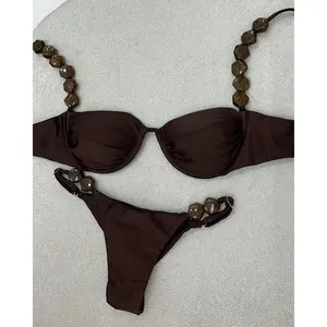 2025 Sexy Bikini Set High Waist Golden Printed Women Swimwear Push Up Bikinis Swimsuit Female Biquini Bathing Suit Swimming