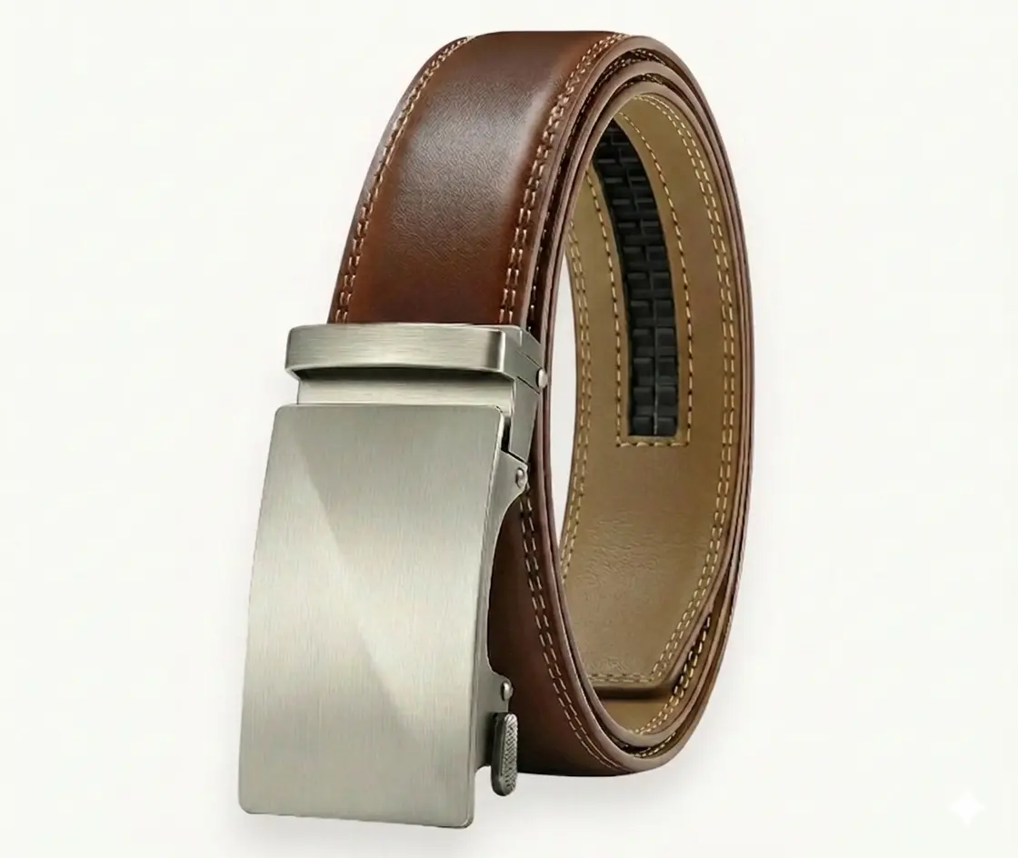 Men's Belt Leather Ratchet Belt for Men Dress Casual Every Day with Adjustable Buckle, Trim to Fit