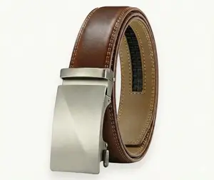 Men's Belt Leather Ratchet Belt for Men Dress Casual Every Day with Adjustable Buckle, Trim to Fit