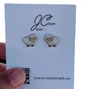 Cute SHEEP stud earrings + handmade + shrink plastic + hypoallergenic + titanium + waterproof