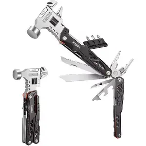 18-in-1, Stainless Pliers with Replaceable Tungsten Wire Cutters, Bottle Opener, Nylon Sheath, for Camping,, Hunting (Black)