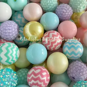 50 Qty 20mm Beads, Easter Set Beads Craft, Easter Season, Bunny Theme, Acrylic, Chunky size, Round, Gumball, Beading Supplies