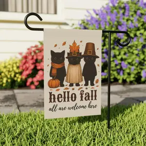 Fall Kindness Black Cat Garden Flag, Autumn Garden Flag,Thanksgiving House Banner,Fall Yard Flag, Fall Garden Flag,Fall Garden Decor