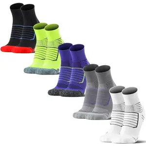 5 Pairs Men Crew Socks Breathable Grip Sock - Athletic Running Socks with Arch Support  Comfy Casual Quality Socks Affordable Shock-Absorbing