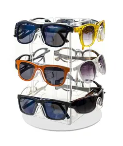 Rotating Eyewear Holder Countertop Display Stand Holds 12 Pairs of Sunglasses or Eyeglasses Clear Acrylic with White Base for Pharmacies Optical and Department Stores by 321 Plastics