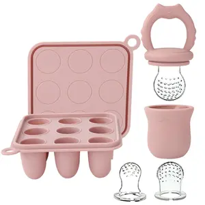 Silicone Baby Fruit Food Feeder & Baby Food Freezer Tray Set, Milk Popsicle Molds  Baby Teething Relief, Baby Food Pacifier Feeder  Infants Self Feeding, Include 3 Sizes Food Pouch