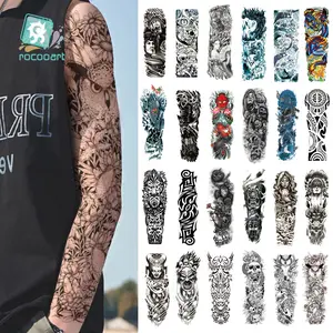 Full Arm Temporary Tattoos Waterproof for Men Women Large Size Realistic Flower Arm Stickers Body Art Decals