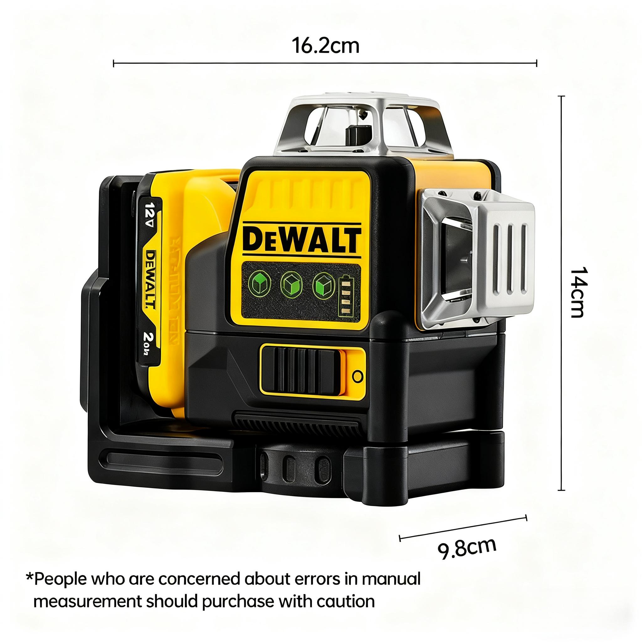 DEWALT DW089LG 12V Green Laser Level 12 Lines 360° Self-Leveling, Cordless Li-ion Battery, Professional Construction & Outdoor Laser Tool for DIY & Pros
