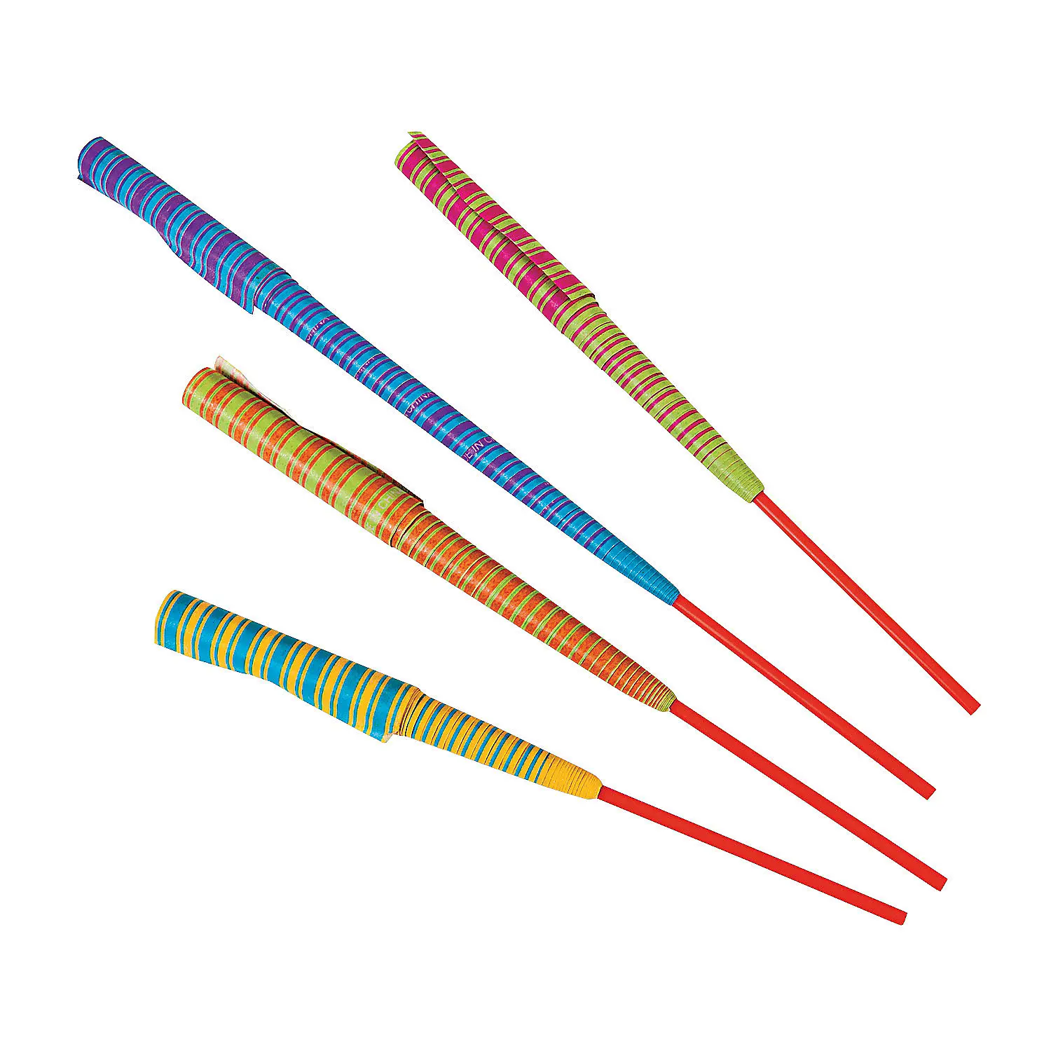 Classic Neon Striped Chinese YoYos - 12-Pc Set with 7 1/2" Plastic Stick, Paper Party Favors (Toys & Hobbies, Classic & Novelty Toys, Oriental Trading Company OTC), Classic Favor