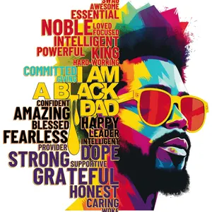 I AM A BLACK DAD DTF TRANSFER FOR T-SHIRTS - Colorful Design with Noble & Powerful Traits