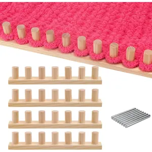 55" Chunky Blanket Loom Kit for DIY No-Needle Hand Wooden Loom Frame Beginner Friendly Yarn Craft for Home & Large Throw