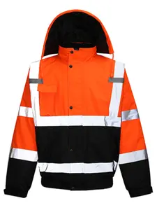 Men's Fall Winter Jacket Waterproof Reflective Coat, High Visibility Multi-Pocket Outdoor Sports, Warm Safe for Cold Weather Workwear Jackets
