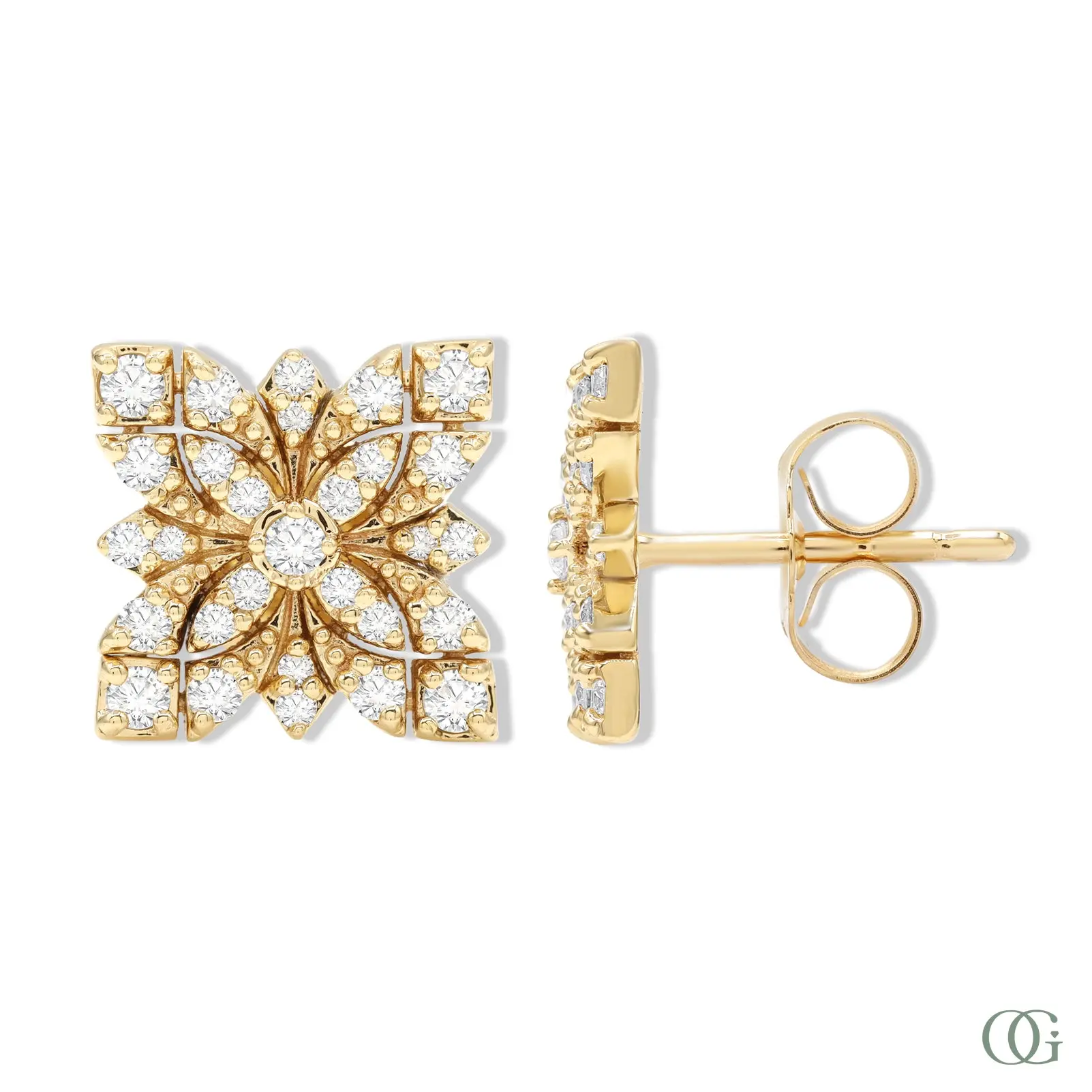 Floral Diamond Cluster Stud Earrings | 0.40 CTW