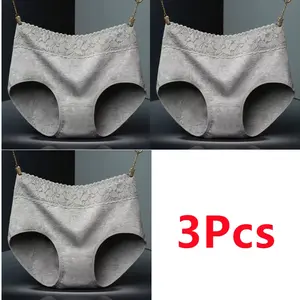3Pcs Menstrual Period Panties Women Cotton Leak Proof Underwear Period Panties Health Seamless Female Briefs High Waist Warm NONE