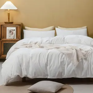 White Duvet Cover, 100% Washed Linen Feel Super 3 Sets Off White King