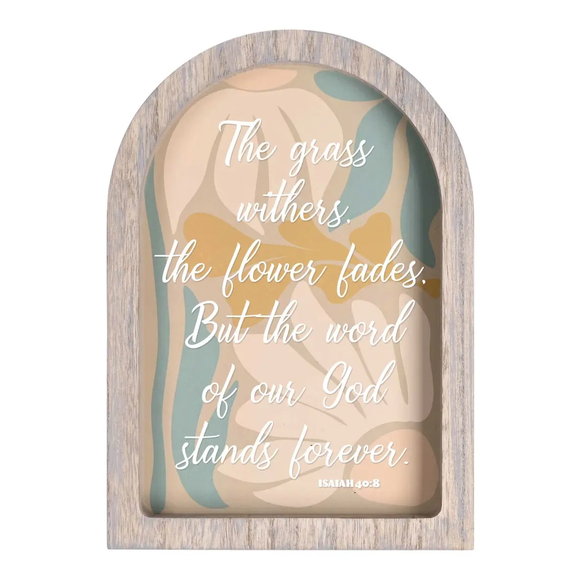 360 Stand Arch-Shape Photo Frame - Gray 9x13, Floral Decor Glass, Wall-Mountable Hanger, Dimensional Abstract Flowers Home Decor Supply