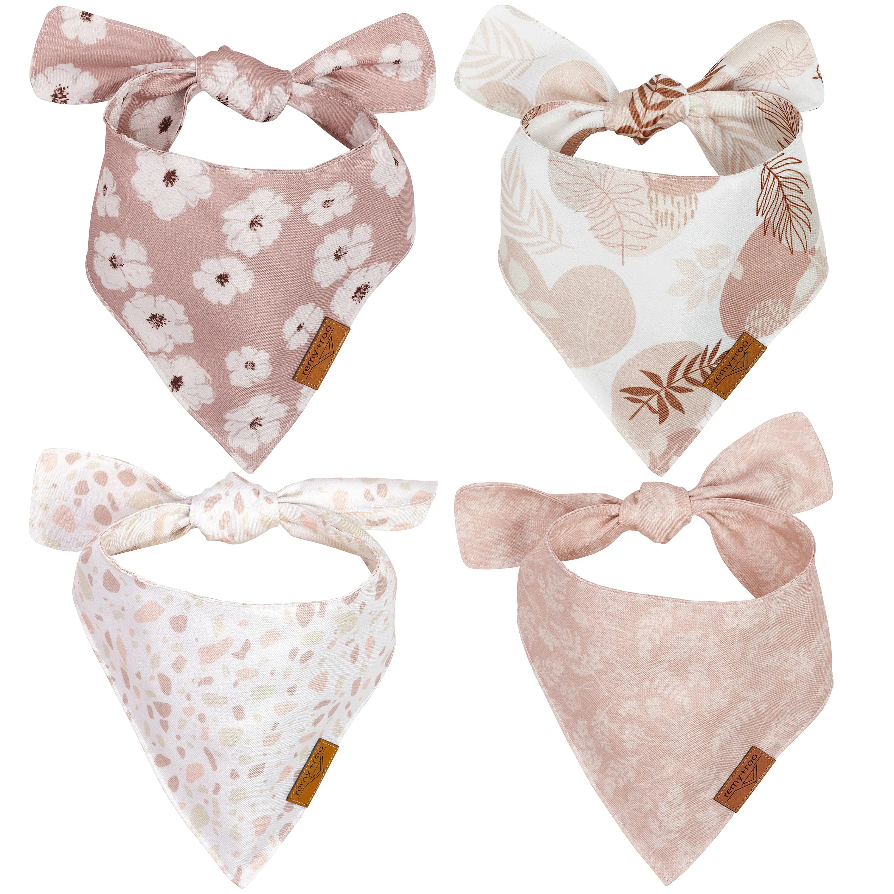 Remy+Roo Small Spring Dog Bandanas - 4 Pack Shannon Set | Premium Durable Adjustable Polyester Fabric | Ideal for Birthday Party Wedding Holiday
