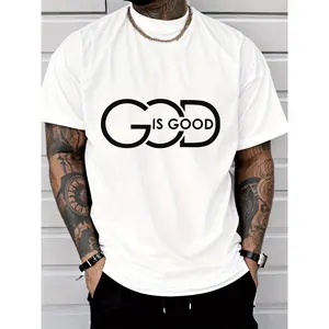 Viral TikTok "God is Good" Faith-Based Graphic T-Shirt, Trending Christian Streetwear Short Sleeve Tee for Men & Women, Minimalist Logo Print, Oversized Casual Fit, Faith Statement Apparel, Everyday Church Religious Wear, Faith Inspired Gift Tee