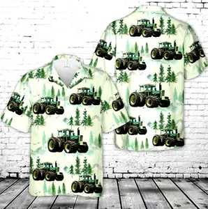 Oliver Tractor Hawaiian Shirt for Men, Button Down Summer Beach Short Sleeve, Hawaiian Shirt Casual Tropical Menswear Top