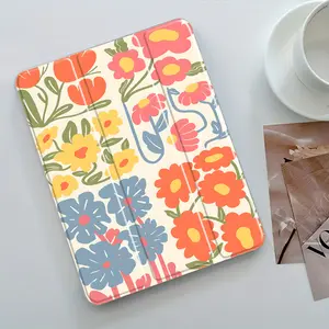 Charming Clear Tablet Case Featuring a Retro Bohemian Floral Design, Designed for Pencil Storage And Equipped with Auto Wake/Sleep Functionality. This Protective Cover Is Compatible with Various for Ipad Models Including The 10Th, 11Th, 9Th, Mini