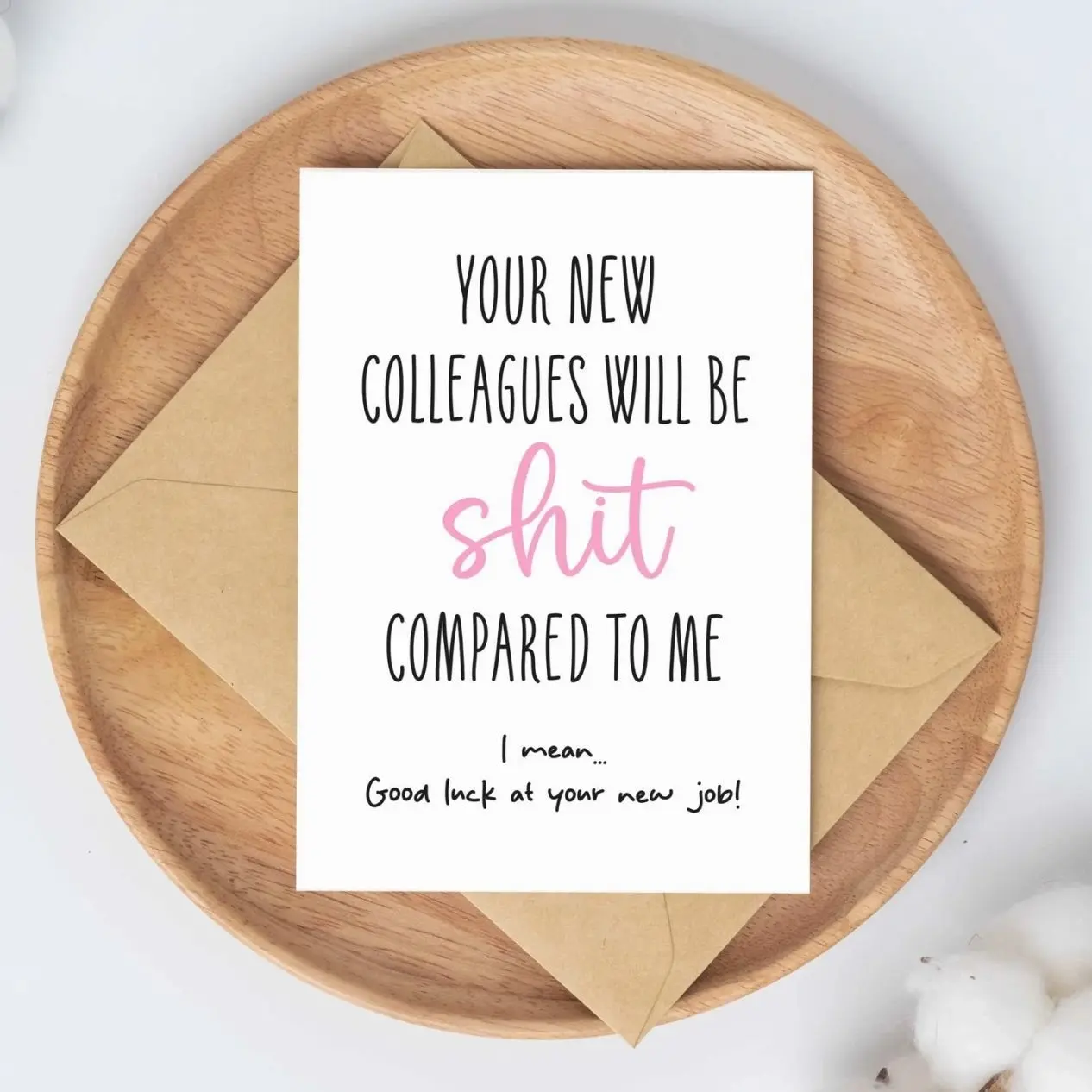 Funny 5x7 New Job Greeting Card, Office Stationery Coworker Promotion Gift, Add-On Mug Compatible Work Bestie Congratulatory Card, 5X7 Size
