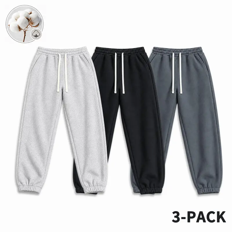 Solid-color cotton jogger sweatpants, soft and skin-friendly, loose fit, casual pants for outdoor walks and everyday wear