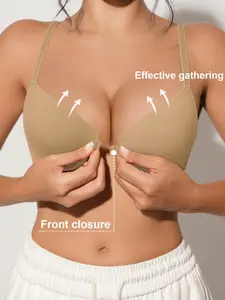 Women's deep V-neck push-up bra, front closure design, invisible and seamless, suitable for everyday wear and going out. A perfect Valentine's Day gift.