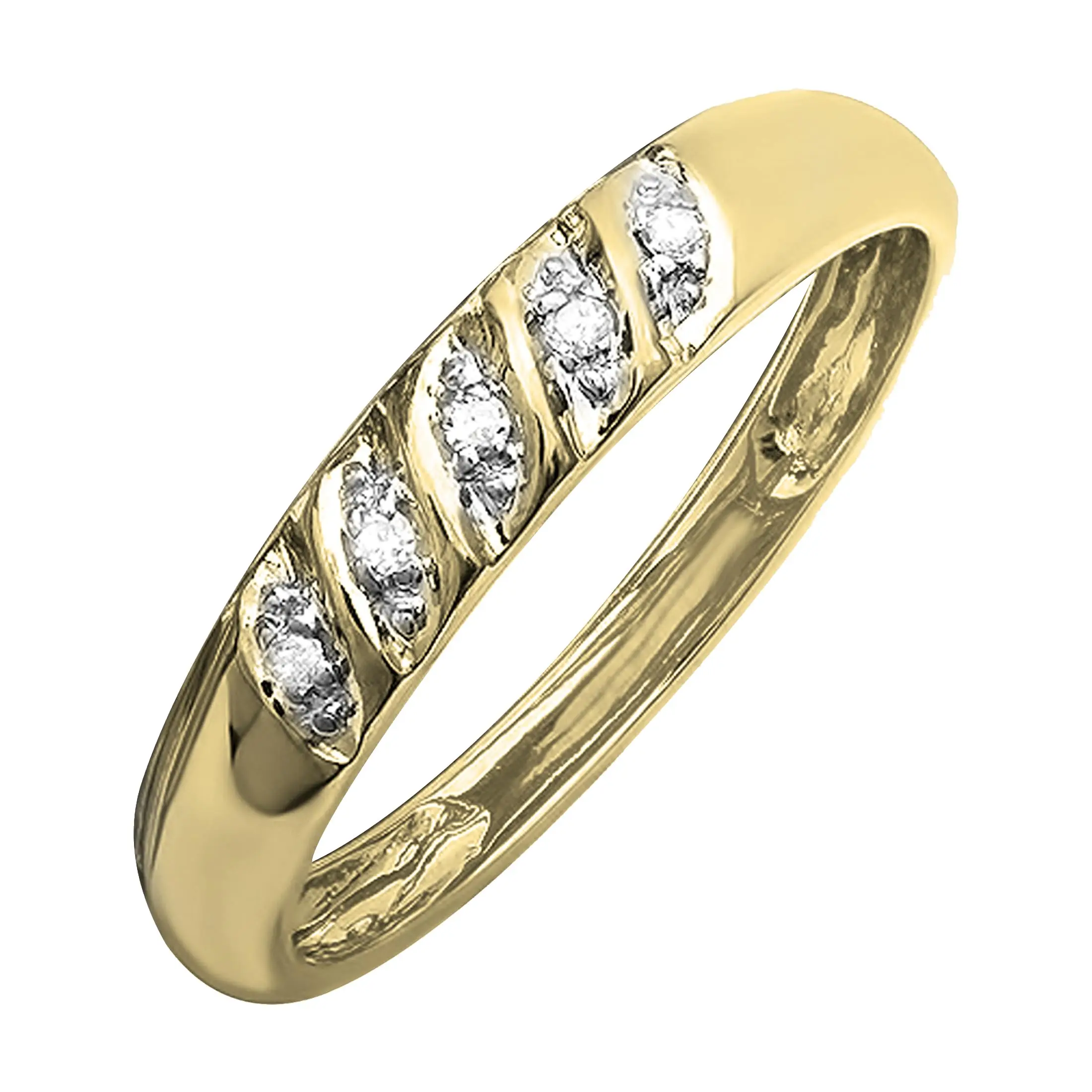 Dazzlingrock Collection 0.03 Carat (Cttw) Round White Diamond 5 Stone Men's Wedding Band in 10K Solid Yellow Gold, Size 8 Diamonds Ring