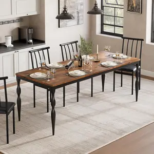 Gaomon 78-Inch Rectangular Dining Table, Rustic Farmhouse Style for 6, Large Wooden Tabletop with Heavy-Duty Legs, Walnut Rectangular Dinner Table
