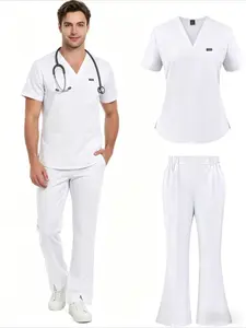 Men's Two-piece Workwear Hand Brushing Suit Frosted Set Short Sleeved Pharmacist Top Long Pants Pet Care and Beauty Personnel Hand Brushing Uniform Set