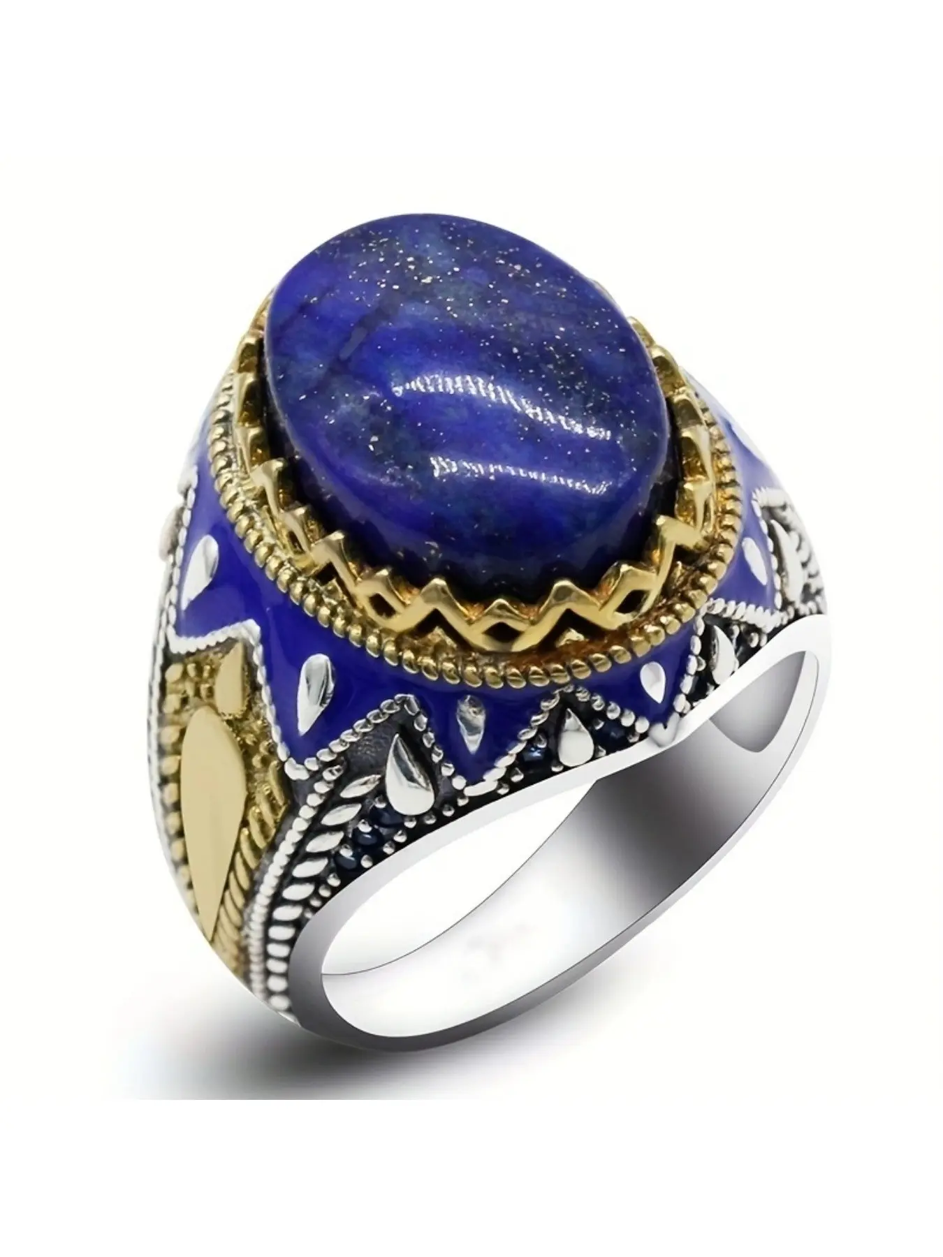 Men's Vintage Blue Zircon Ring, Vintage Inspired Ring, Elegant Wedding Engagement Party Jewelry Gift, 1pcs Retro Style Accessory for Special Occasions, Proposal Ring