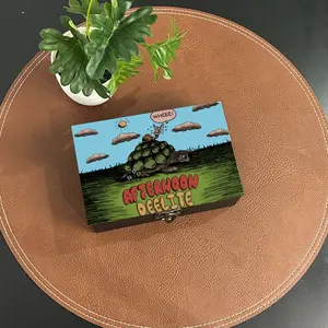 Chicago Custom Print Afternoon Deelite Wooden Storage Box - Arrested Development Inspired Organizer with Hinged Lid & Brass Latch - 4x6x2 Inches Stash box Decorative Container Gift Felt Artwork