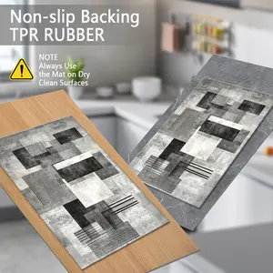 Three-Piece Kitchen Rug Set Non-Slip Washable Abstract Pattern Soft Comfortable for Sinks Floors Entrances Hallways Bathrooms 20x32 20x48 20x59 Inches - Mat, Laundry absorbent room living