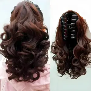 NEW 10Inch Synthetic Short Wavy Curly Ponytail Claw Clip in Hair Extension Brown Blonde Black Hairpiece for Women