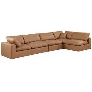 Comfy Cognac Vegan Leather Modular Sectional