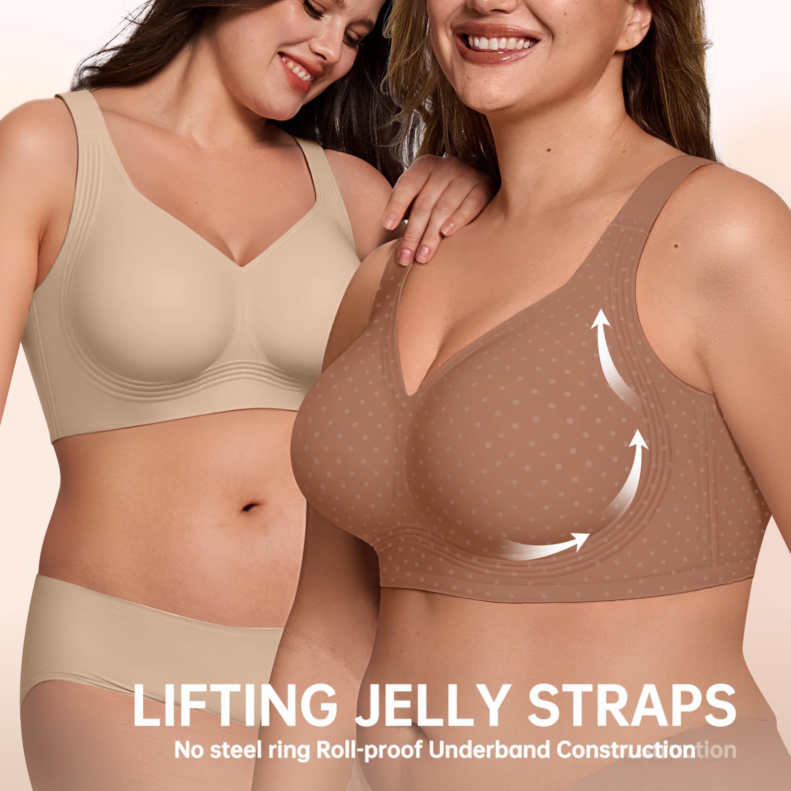 OEAK | Jelly Bra, Polka Dot Print, Plus Size Wireless Bras, Seamless Full Coverage, Natural Lift & Comfort Support summervibes