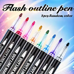 2026 Outline Markers, Double Line Shimmer Marker Pens for New year Greeting Cards, Scrapbook Crafts, Doodling, DIY Art Crafts, Easter Egg, Metal, Ceramic, Glass, New year Decor