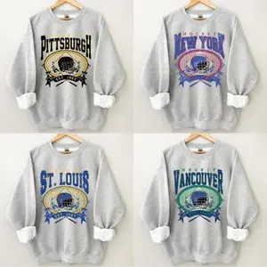 Vintage All Teams Hockey Crewneck Sweatshirt, Vintage Graphic Ash Grey Sweatshirt, New Retro Style Crewneck Sweater, Gift For Men, Gift for Women