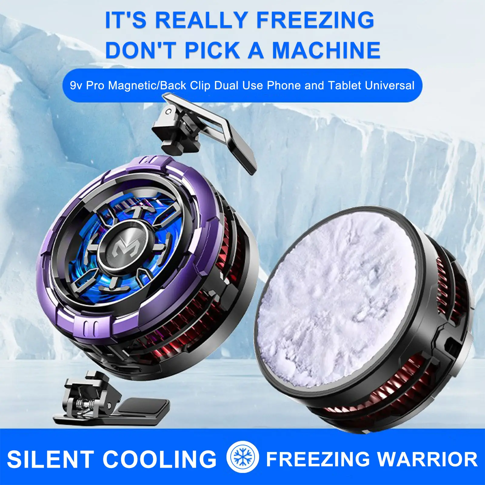 Magnetic Phone Cooling Fan Pad Phone Cooler RGB Light AI Smartphone Temperature