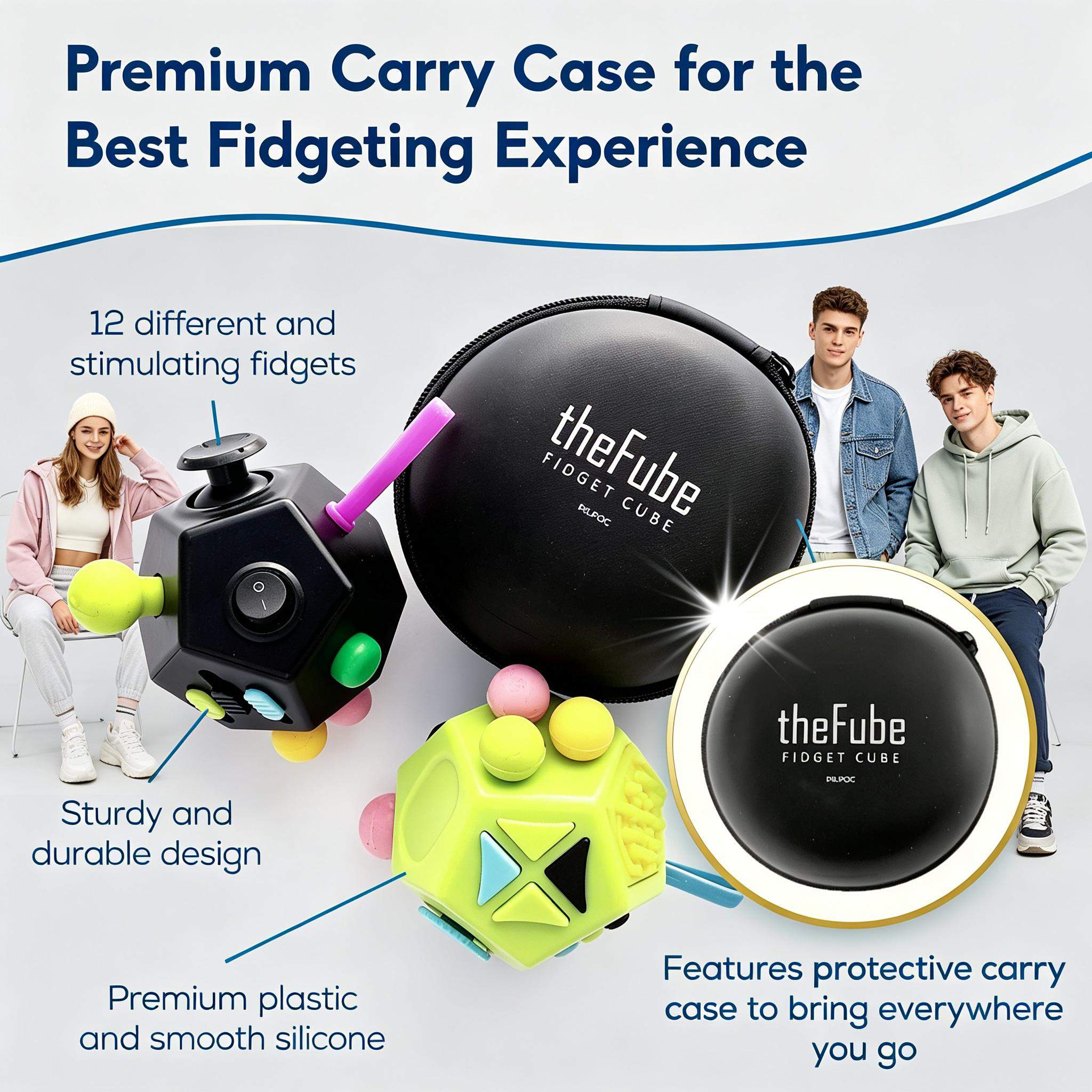 6-Sided Infinity Stress Relief Cube for Adults & Kids | Improves Focus & Mindfulness, Silent & Audible Modes, Portable with Carry Case