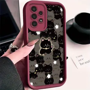 Cute Glowing Kitten Pattern Phone Case for Various Galaxy Models Including A01, A02S, A03, A10S, A11, A12, A13, A14 5G, A20S, A21S, A22, A23, A30S, A31, A32, A34, A50, A51, A52, A52S, A53, A54, A70, A71, A72, A73, S20, S21, S22, S22, S22Ultra, S23, S23+.