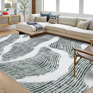 Garvee Rug Washable 9x12 Area Rug Modern Abstract Rug Low Pile Rug Office Rug Soft Bedroom Rug Non Shedding Living Room Rug, Grey