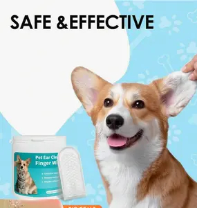 50PCS Pet Ear Cleaning Wipes, Gentle& Non-Irritating Tear Stain Remover Wipes Dogs And Cats, Pet Care Essential,1-Time Use Pet Ear Wash Pads Pet Towel Pet Wipes