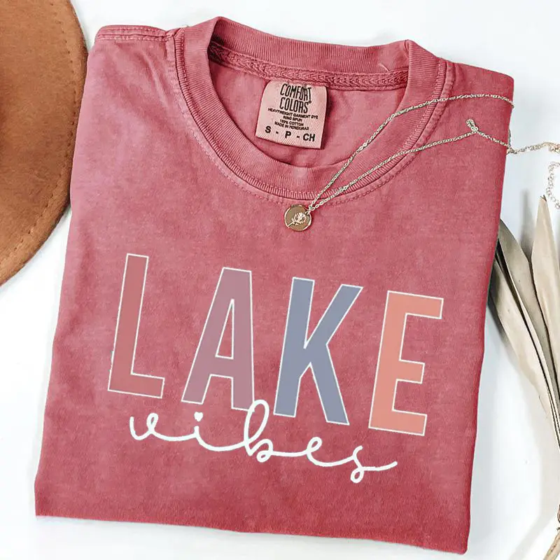 Comfort Color Lake Vibes Shirt, on Lake Time, Wake and Lake Shirt, Lake Vacation Tee, Womens Boating, Lake Camping, Lake Weekend Tee