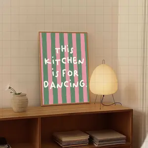 This Poster, Titled 'This Kitchen Is for Dancing', Features Bold Canvas Art Suitable for Kitchens, Dining Areas, Cafes, And Restaurants. It Brings a Fun Retro Vibe Perfect for Families, Enthusiasts, And Those Who Love to Host Parties. It'S an Unfram