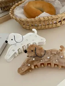 Cute Animal Acrylic Dog Hair Clip, Multifunctional Girls Fashion Accessory, Flower Clips, Elegant Hair Pins for All Seasons